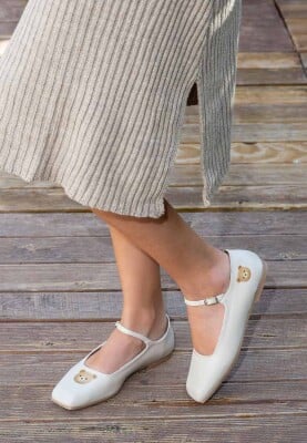 Dogo - Women Vegan Leather Beige Ballerinas - Teddy Design