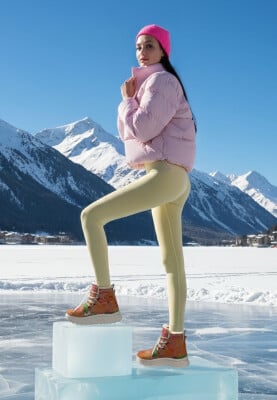 Women Vegan Leather Beige Boots - Capybara Design - Thumbnail (1)