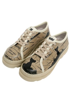 Dogo - Women Vegan Leather Beige Sneakers - Never Miss a Sunset Design