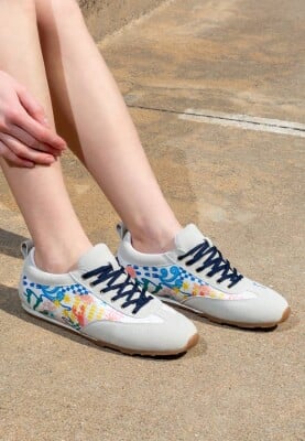 Dogo - Women Vegan Leather Beige Sneakers - Azur Design