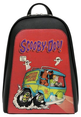 Dogo - Women Vegan Leather Black Backpack - Warner Bros Scooby Doo Ghost Chase Design