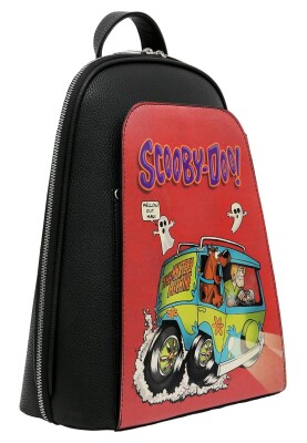 Women Vegan Leather Black Backpack - Warner Bros Scooby Doo Ghost Chase Design - Thumbnail (1)