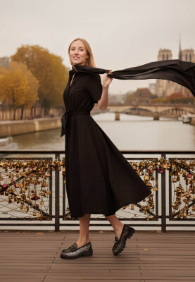 Women Vegan Leather Black Loafers - The Model Book Of Calligraphy Design - Thumbnail (1)