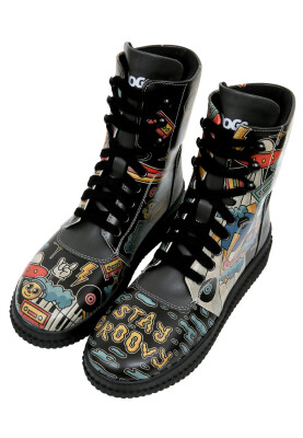 Dogo - Women Vegan Leather Black Long Boots - Stay Groovy Design