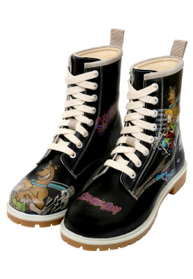 Dogo - Women Vegan Leather Black Long Boots - Warner Bros Scooby Doo Midnight Mystery Design