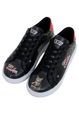Dogo - Women Vegan Leather Black Sneakers - Paws on Taksim Design
