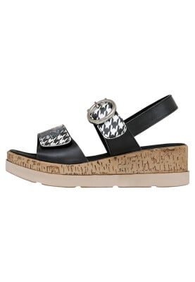 Dogo - Women Vegan Leather Black Wedge Sandals - Black Majestic Garden Design