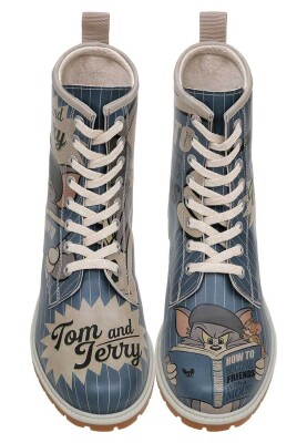 Dogo - Women Vegan Leather Blue Long Boots - Warner Bros Friends-with-a-Mouse Design