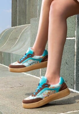 Dogo - Women Vegan Leather Blue Sneakers - Explore Design