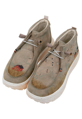 Dogo - Women Vegan Leather Cream Boots - The Escape of the Spirits Design