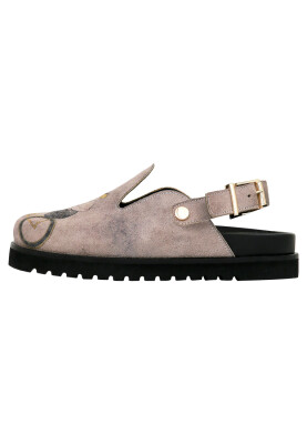 Dogo - Women Vegan Leather Gray Slippers - Rider Woman Design
