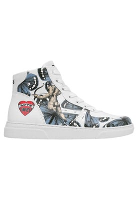 Women Vegan Leather White High Top Sneakers - Love Me Design - DOGO Store