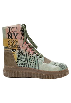 Women Vegan Leather Khaki Long Boots - New York Design - DOGO Store