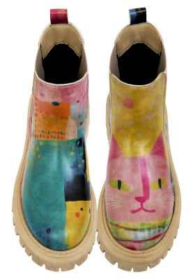 Dogo - Women Vegan Leather Multicolor Long Boots - Animal Design