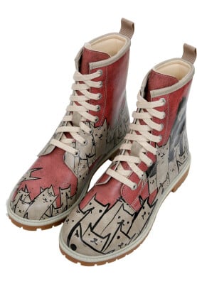 Dogo - Women Vegan Leather Multicolor Long Boots - Bad Cats Mad Cats Design