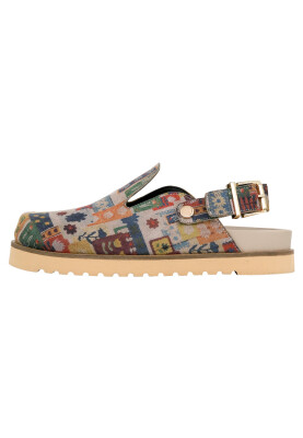 Dogo - Women Vegan Leather Multicolor Slippers - Anatolian Patterns Design