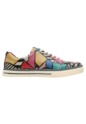 Graffiti print store vintage check sneakers