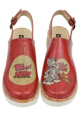 Dogo - Women Vegan Leather Orange Kalın Taban Sandalet - Warner Bros Tom ve Jerry Design