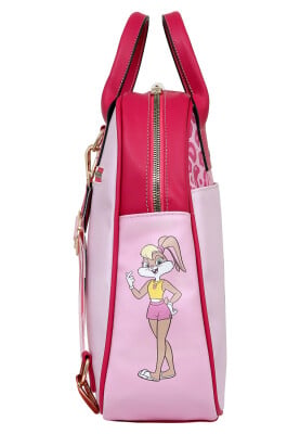 Women Vegan Leather Pink Backpack - Warner Bros Looney Tunes Pink Leopard Lola Bunny Design - Thumbnail (1)