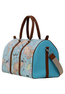 Women Vegan Leather Turquoise Duffle Bag - Explore Design - Thumbnail (1)