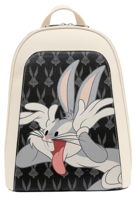 Dogo - Women Vegan Leather White Backpack - Warner Bros Looney Tunes Playful Bugs Design