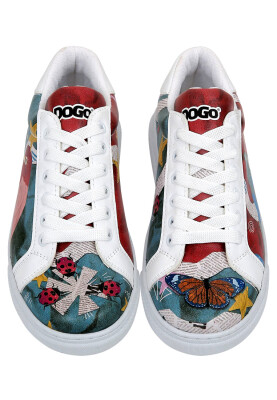 Dogo - Women Vegan Leather White Sneakers - Paper Animals Design