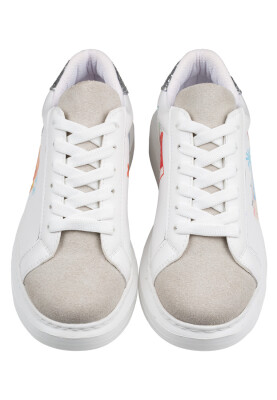 Women Vegan Leather White Sneakers - Travel Collage Design - Thumbnail (1)