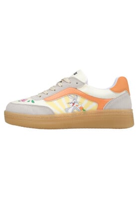 Dogo - Women Vegan Leather White Sneakers - Warner Bros Looney Tunes Bugs Bunny Hop into Nature Design