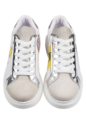 Women Vegan Leather White Sneakers - Warner Bros Tweety Sylvester Puddy Tat Design - Thumbnail (1)