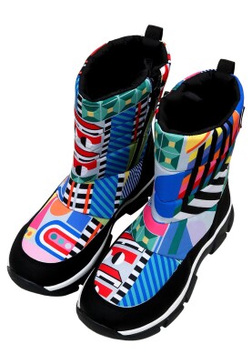 Dogo - Women Vegan Multicolor Boots - Geometric Design