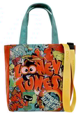 Dogo - Women Vegan Multicolor Large Tote Bag - Warner Bros The Toon Parade Design