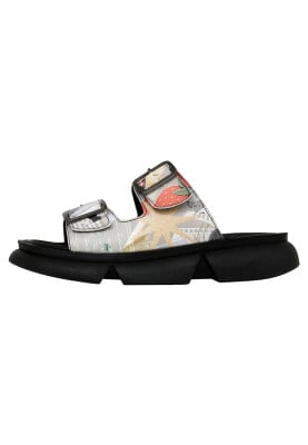 Women Vegan Multicolor Slippers - Pieces Of A Nostalgia Design - Thumbnail (1)