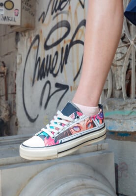 Women Vegan Multicolor Sneakers - Lollipop Riot Design - Thumbnail (1)