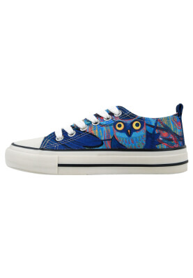 Dogo - Women Vegan Navy Sneakers - Feathers of the Owl Design