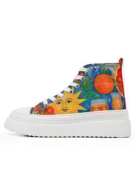 Dogo - Women Vegan Multicolor Platform High Sneakers - Summer of Santorini Design