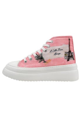 Dogo - Women Vegan Pink Platform High Sneakers - A Little Paris Always Design