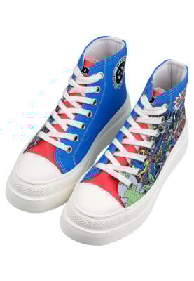 Women Vegan Multicolor Platform High Sneakers - Warner Bros DC Villains Design - Thumbnail (1)
