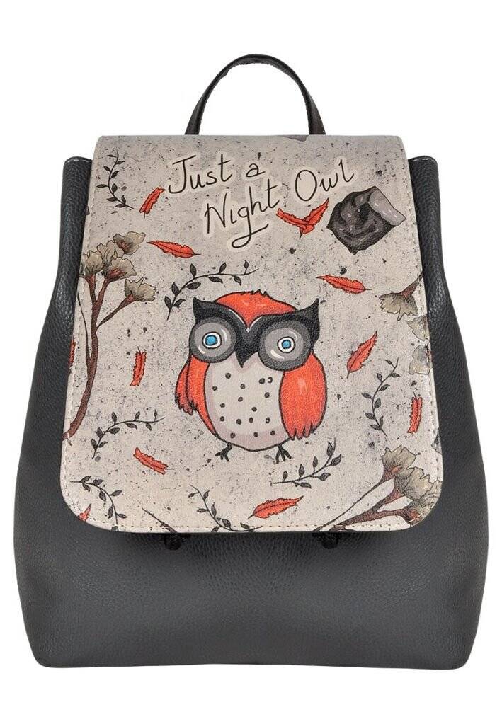 Women Vegan Black Backpack - Night Owl 