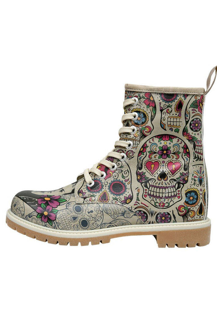 Women Vegan Leather Beige Long Boots Remembrance Of Frida Kahlo Design ...