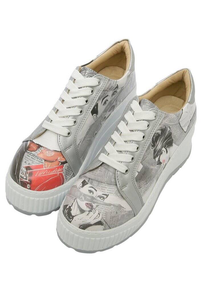 Women Vegan Leather Gray Wedge Sneakers 